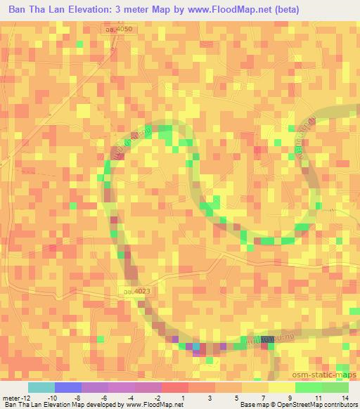 Ban Tha Lan,Thailand Elevation Map