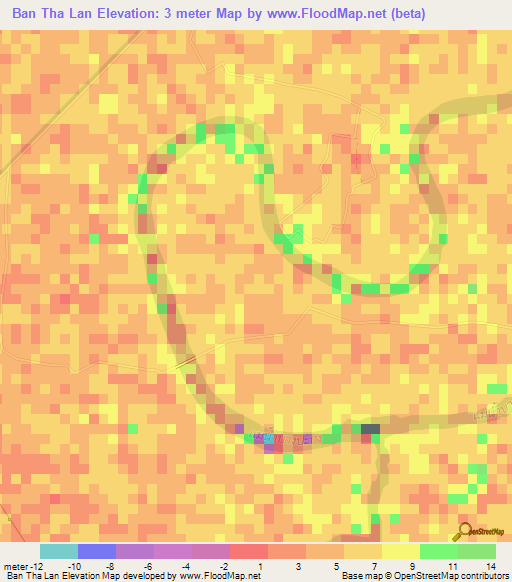 Ban Tha Lan,Thailand Elevation Map