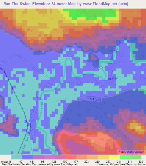 Ban Tha Kwian,Thailand Elevation Map