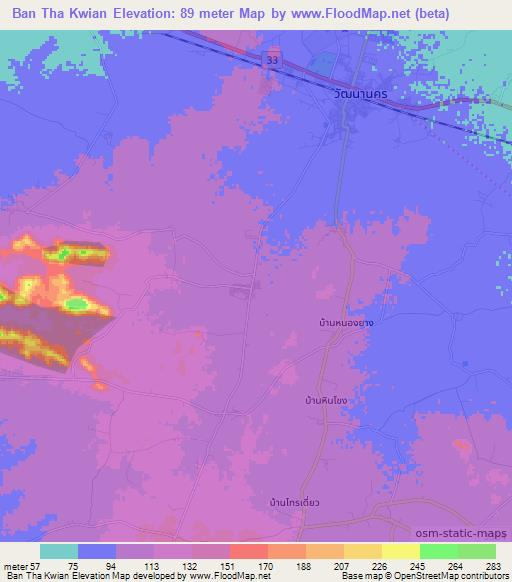 Ban Tha Kwian,Thailand Elevation Map