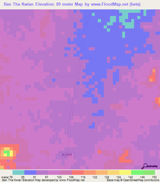 Ban Tha Kwian,Thailand Elevation Map