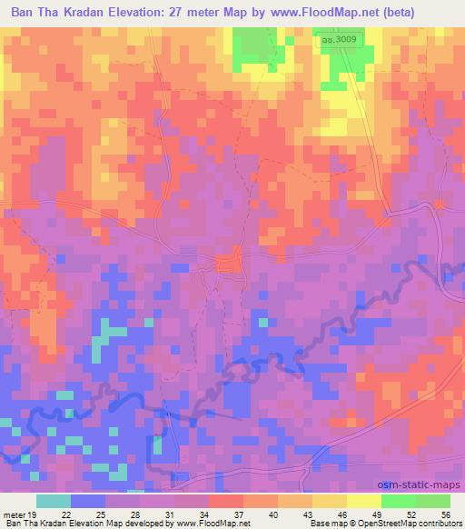 Ban Tha Kradan,Thailand Elevation Map