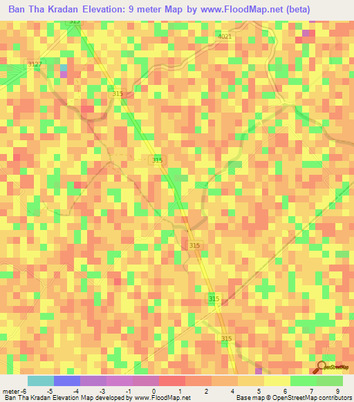 Ban Tha Kradan,Thailand Elevation Map