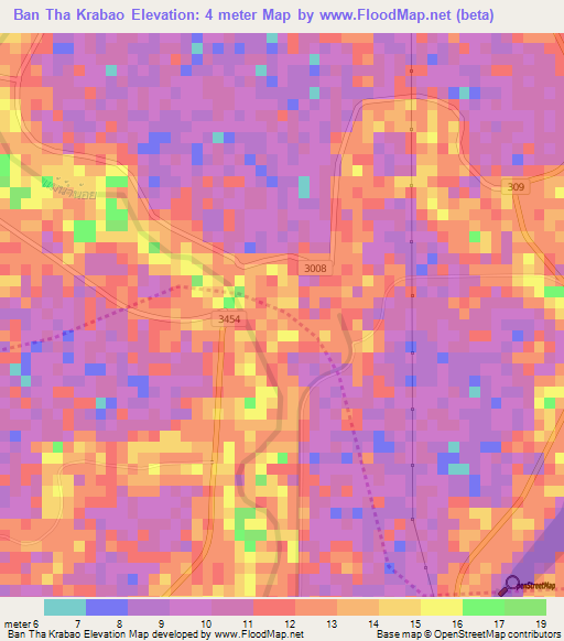 Ban Tha Krabao,Thailand Elevation Map
