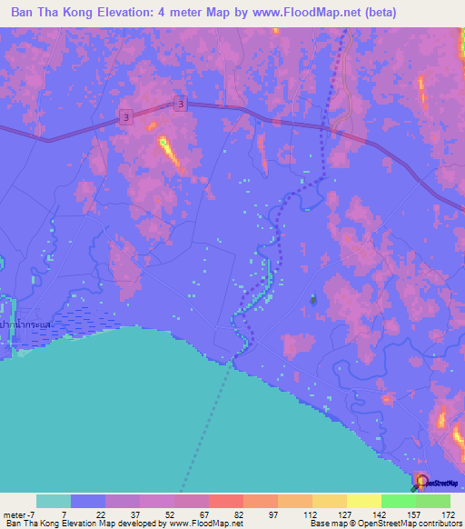 Ban Tha Kong,Thailand Elevation Map