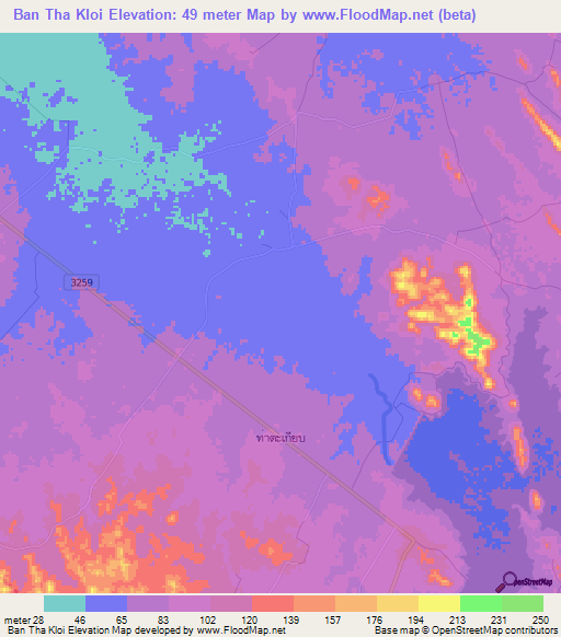 Ban Tha Kloi,Thailand Elevation Map