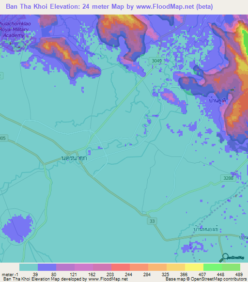 Ban Tha Khoi,Thailand Elevation Map