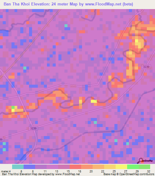 Ban Tha Khoi,Thailand Elevation Map