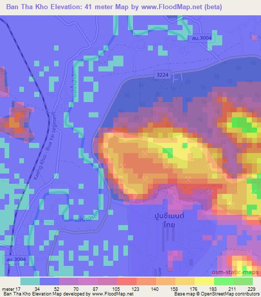 Ban Tha Kho,Thailand Elevation Map