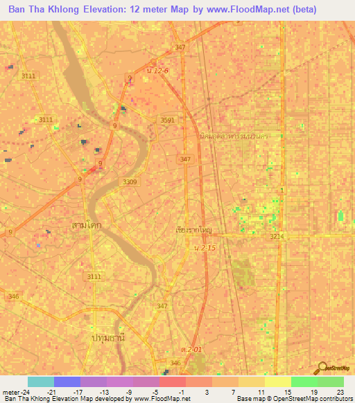 Ban Tha Khlong,Thailand Elevation Map