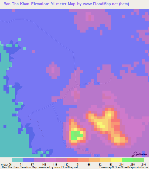 Ban Tha Khan,Thailand Elevation Map