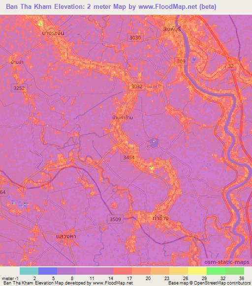 Ban Tha Kham,Thailand Elevation Map