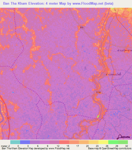 Ban Tha Kham,Thailand Elevation Map