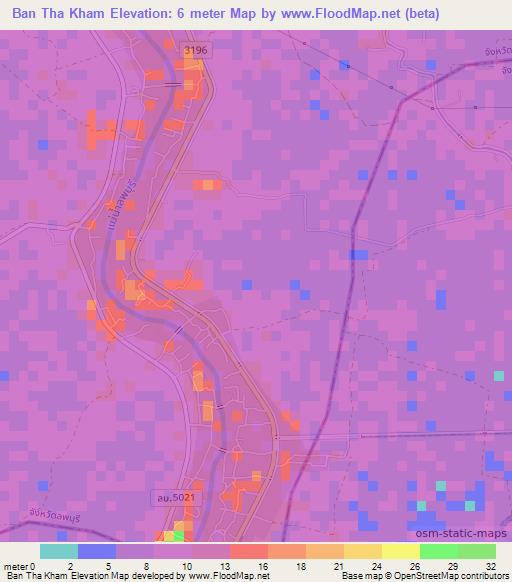 Ban Tha Kham,Thailand Elevation Map