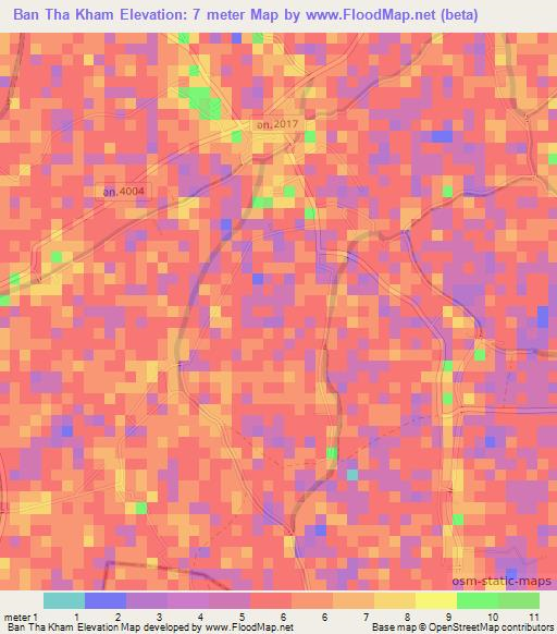 Ban Tha Kham,Thailand Elevation Map