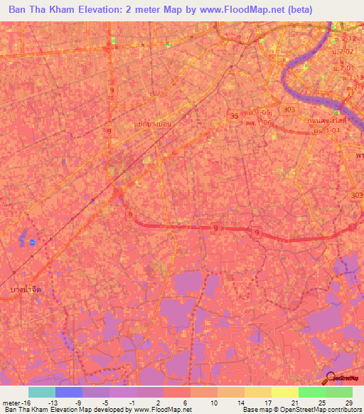Ban Tha Kham,Thailand Elevation Map