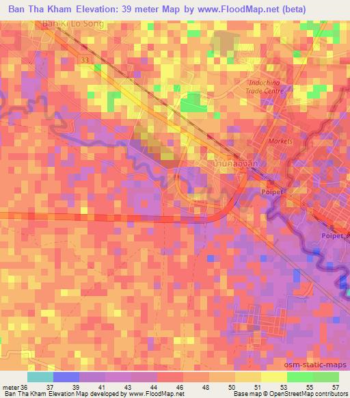 Ban Tha Kham,Thailand Elevation Map