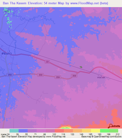 Ban Tha Kasem,Thailand Elevation Map