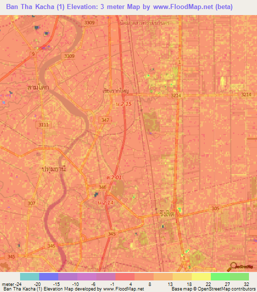 Ban Tha Kacha (1),Thailand Elevation Map