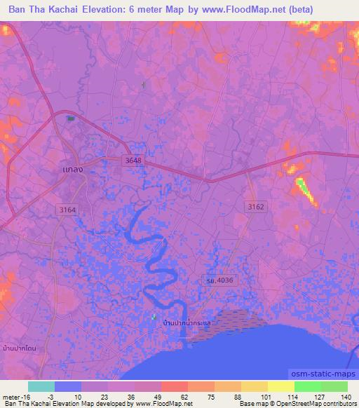 Ban Tha Kachai,Thailand Elevation Map