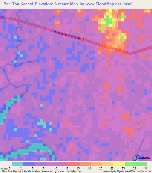 Ban Tha Kachai,Thailand Elevation Map