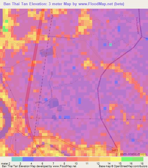 Ban Thai Tan,Thailand Elevation Map