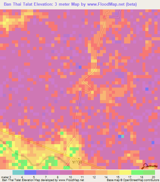 Ban Thai Talat,Thailand Elevation Map