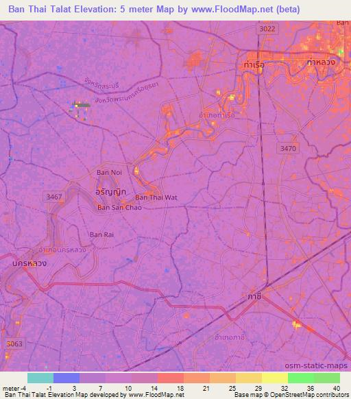 Ban Thai Talat,Thailand Elevation Map