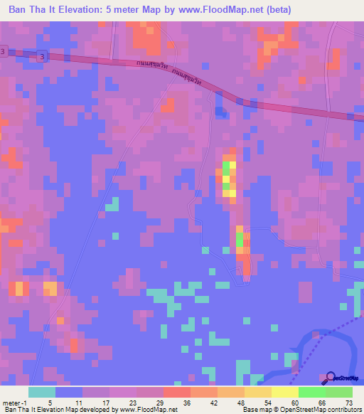 Ban Tha It,Thailand Elevation Map