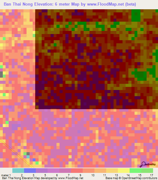 Ban Thai Nong,Thailand Elevation Map