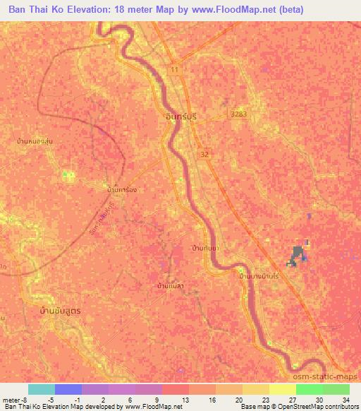 Ban Thai Ko,Thailand Elevation Map