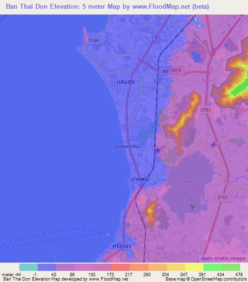 Ban Thai Don,Thailand Elevation Map