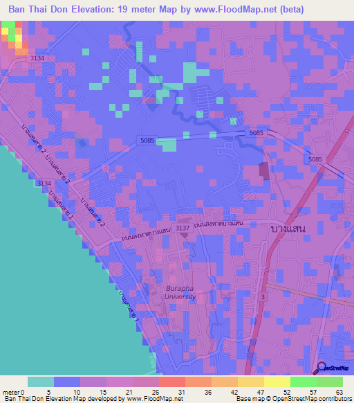 Ban Thai Don,Thailand Elevation Map