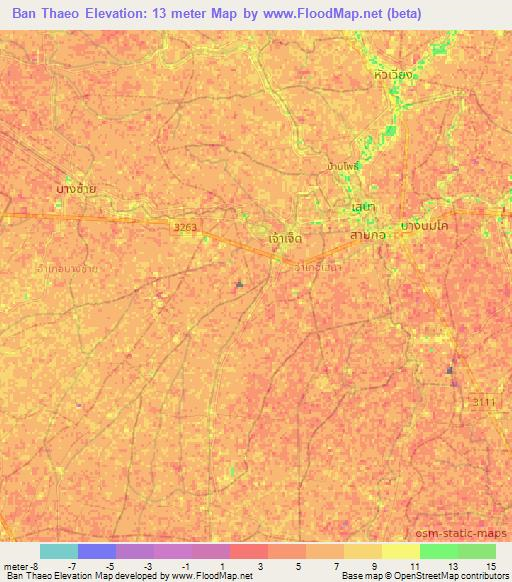 Ban Thaeo,Thailand Elevation Map