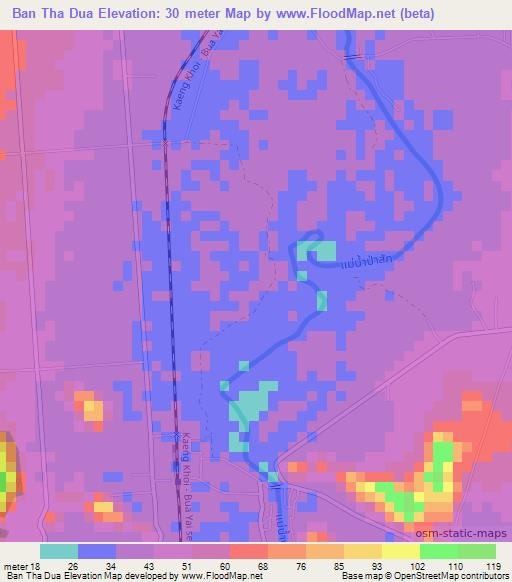 Ban Tha Dua,Thailand Elevation Map