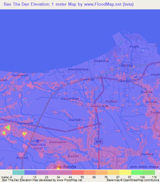 Ban Tha Dan,Thailand Elevation Map