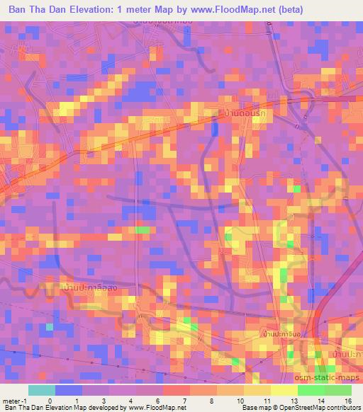 Ban Tha Dan,Thailand Elevation Map