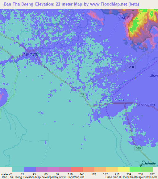 Ban Tha Daeng,Thailand Elevation Map