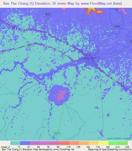 Ban Tha Chang (1),Thailand Elevation Map