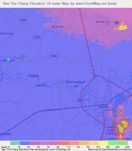 Ban Tha Chang,Thailand Elevation Map