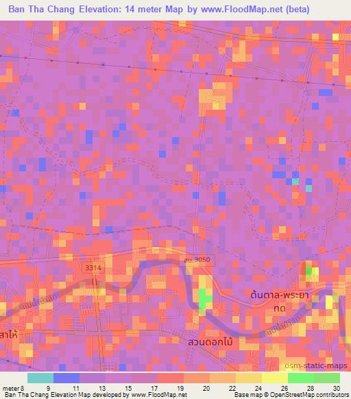 Ban Tha Chang,Thailand Elevation Map