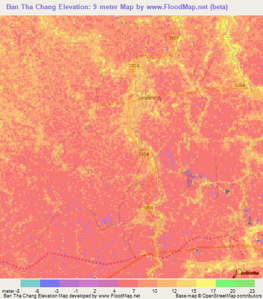 Ban Tha Chang,Thailand Elevation Map