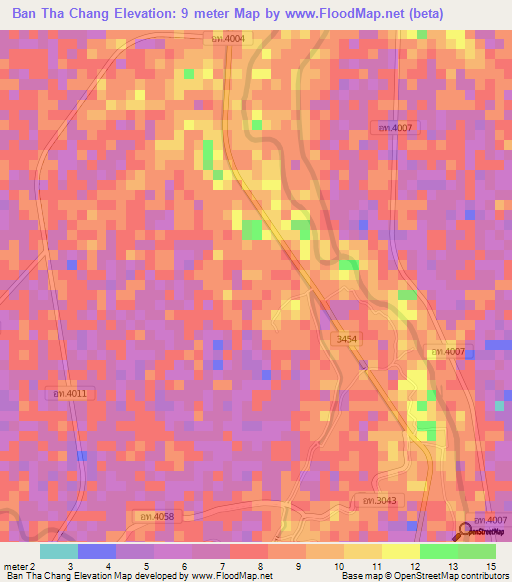 Ban Tha Chang,Thailand Elevation Map