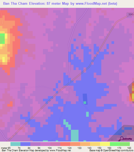Ban Tha Cham,Thailand Elevation Map