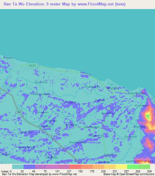 Ban Ta Wo,Thailand Elevation Map