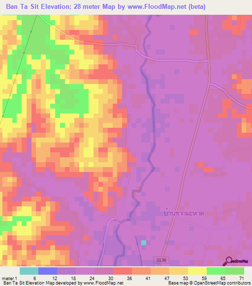 Ban Ta Sit,Thailand Elevation Map