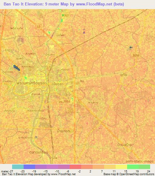 Ban Tao It,Thailand Elevation Map