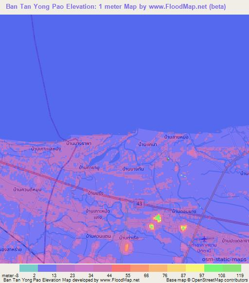Ban Tan Yong Pao,Thailand Elevation Map