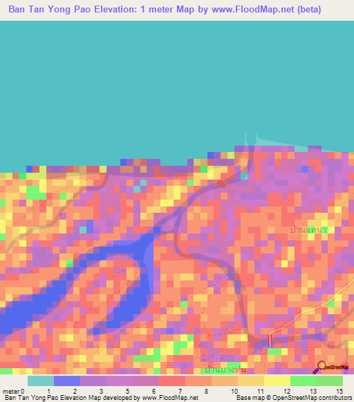 Ban Tan Yong Pao,Thailand Elevation Map