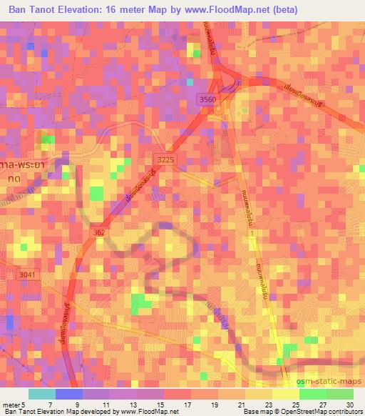 Ban Tanot,Thailand Elevation Map